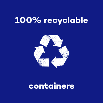 100 % recyclable containers
